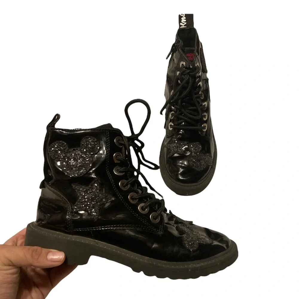 Zara Kids/ Toddler Mickey Mouse Black Combat Boots Size 34